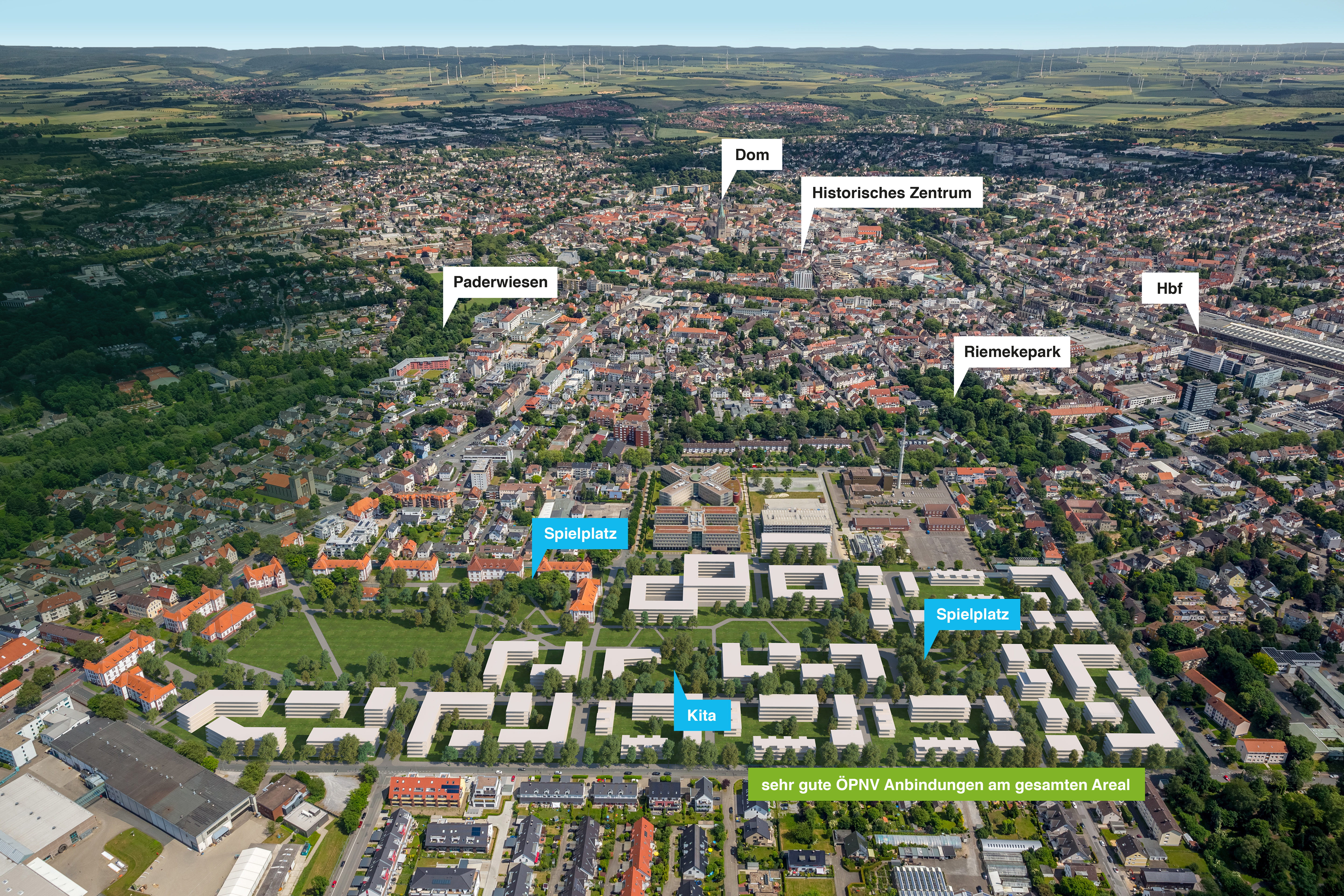 Schrägluftvisualisierung Alanbrooke Quartier, avpgroup