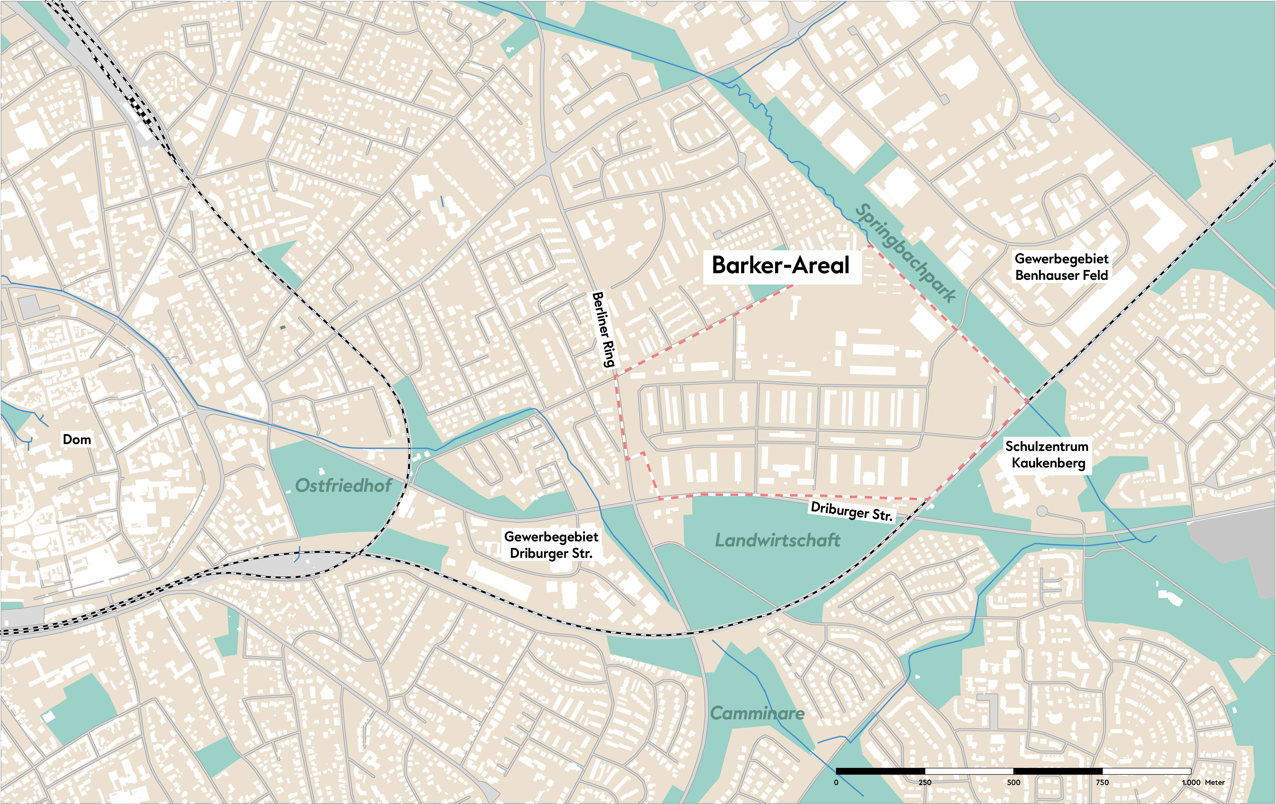 (Karte) Lageplan Zukunftsquartier ehemaliges Barker Areal 